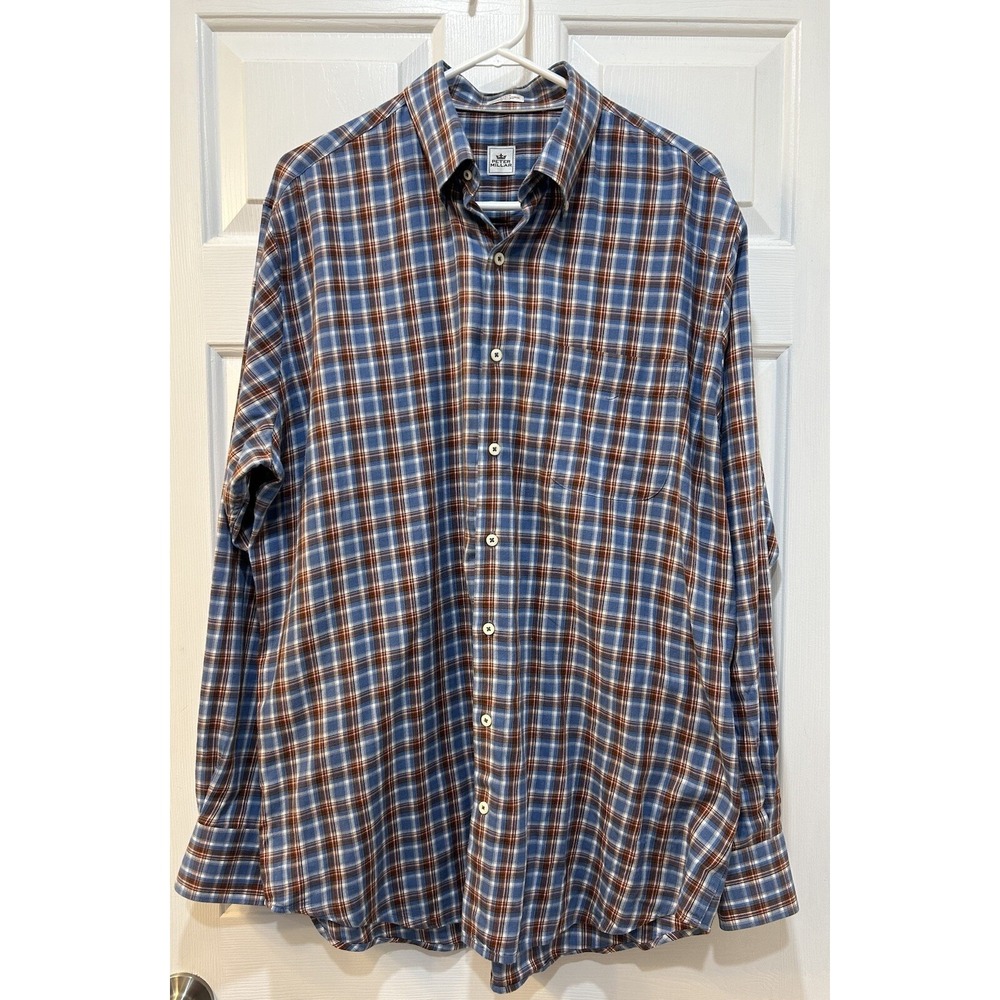 Peter Millar Wool Infused Button Down Size L Micro Plaid Preppy Office‎ Teacher